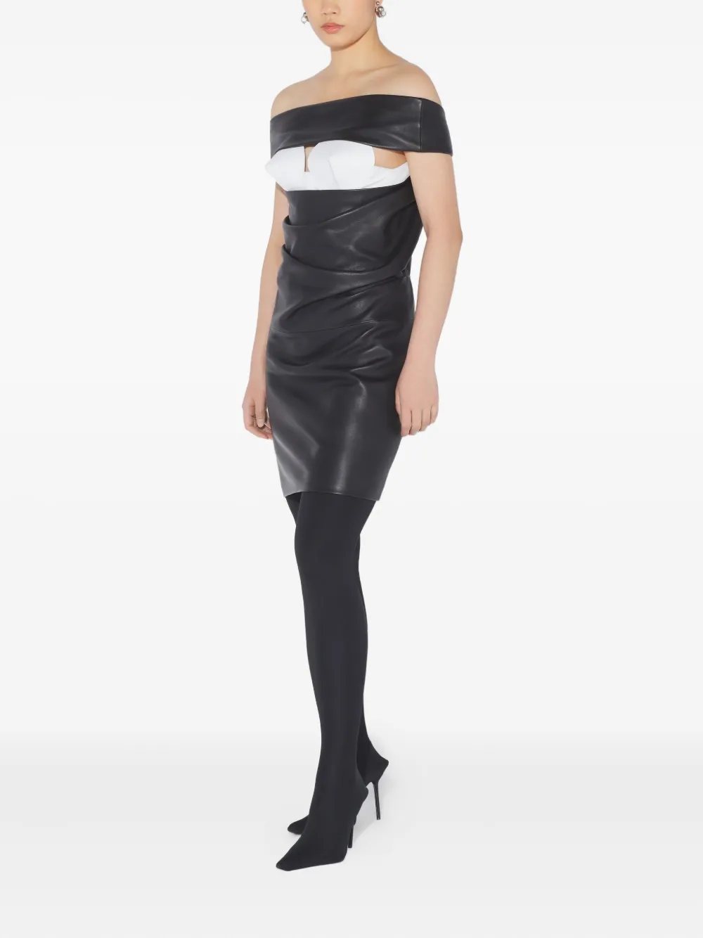 Jean Paul Gaultier Leather Mini Dress In Black