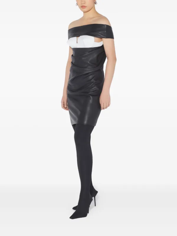 white christmas dresses Lovette Faux Leather Midi Dress in Black
