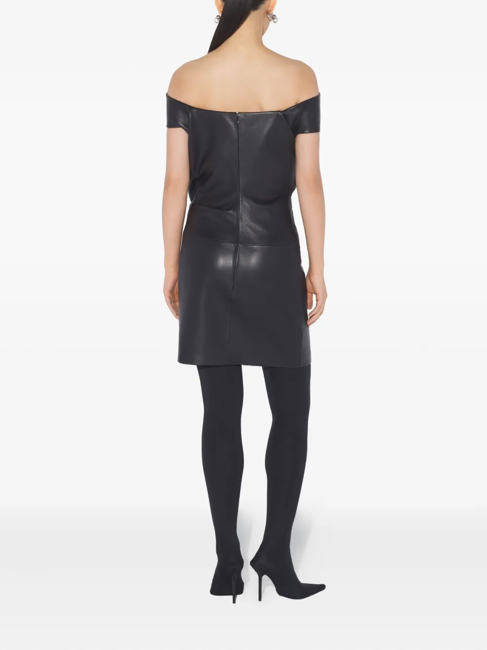 Jean Paul Gaultier Leather Mini Dress In Black