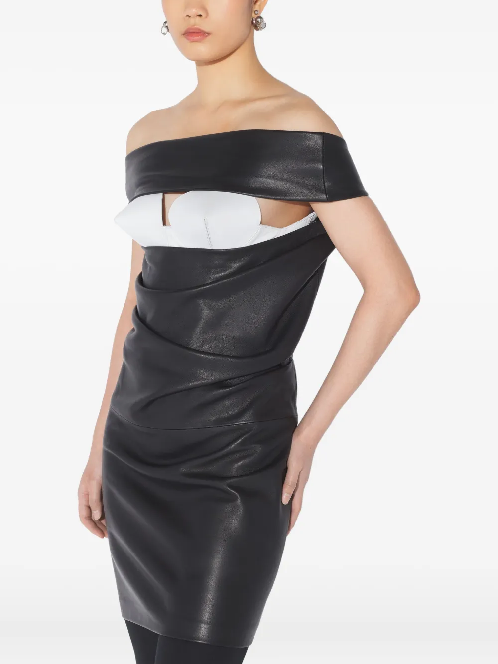 Jean Paul Gaultier Leather Mini Dress In Black