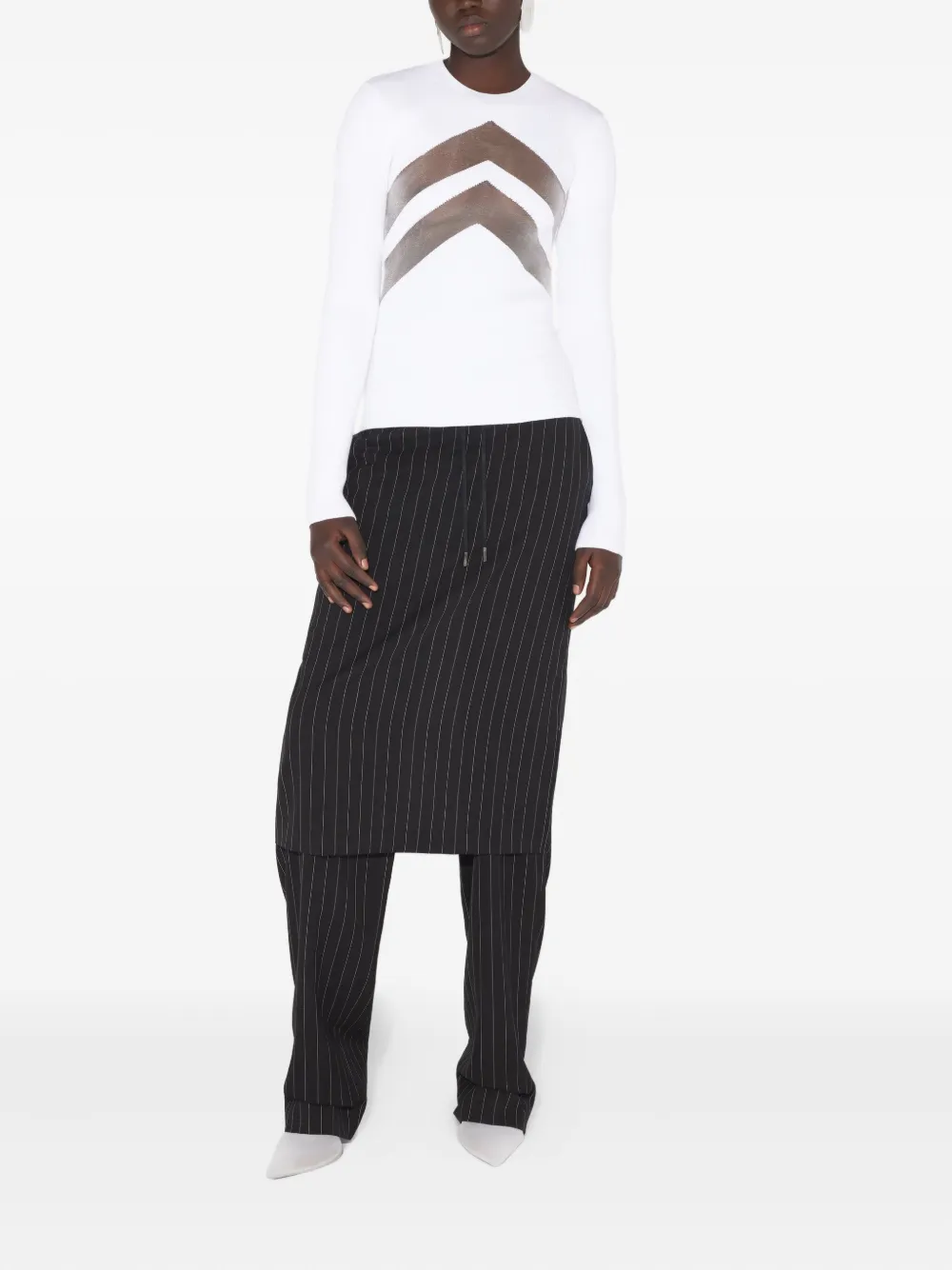 Jean Paul Gaultier Le Top Blanc À Chevrons In White