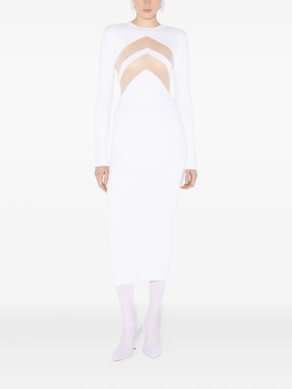 Jean Paul Gaultier Midi-jurk met doorzichtig vlak - Wit