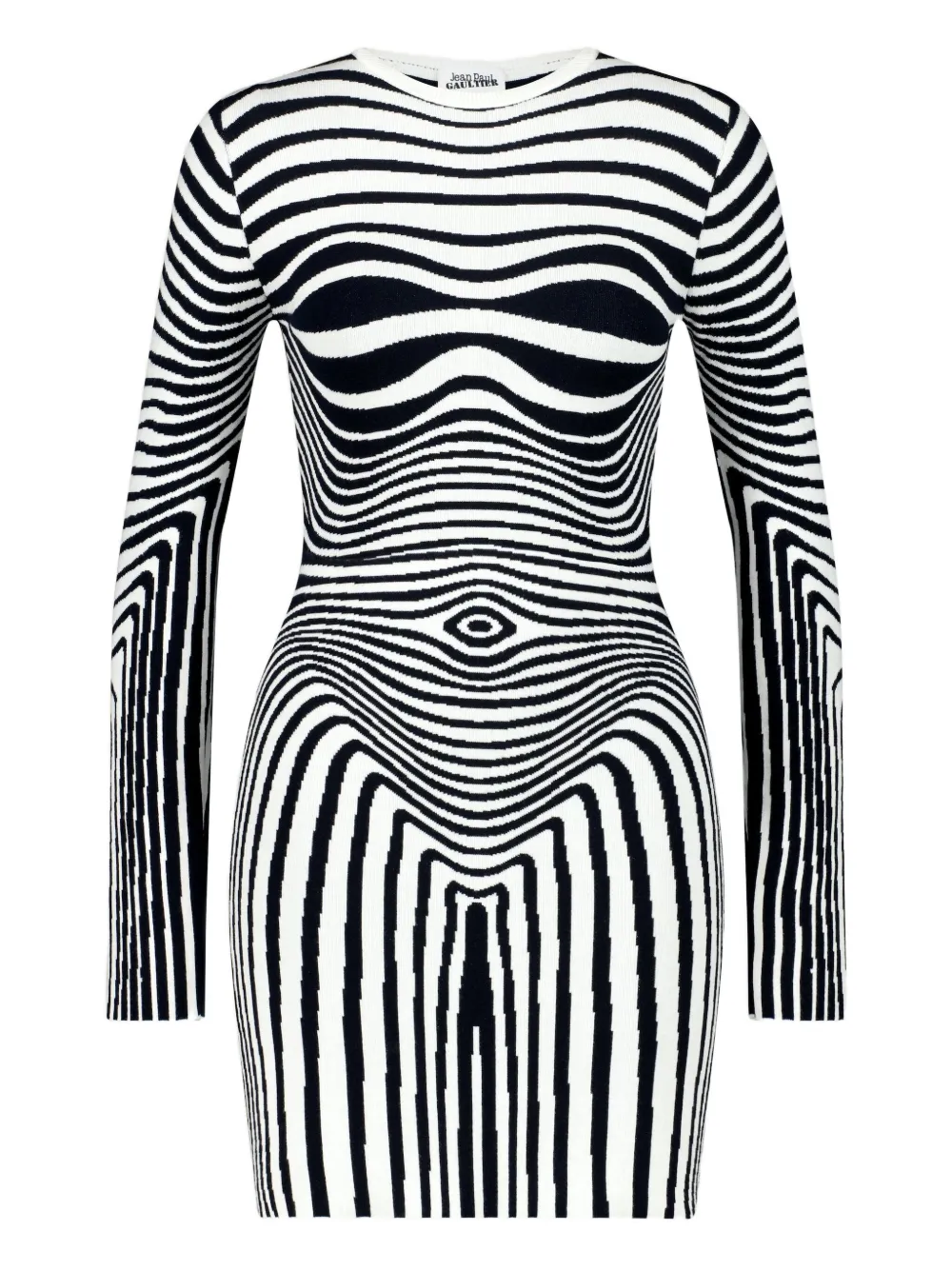 Jean Paul Gaultier Langärmeliges Kleid mit Morphing-Streifen - Nude