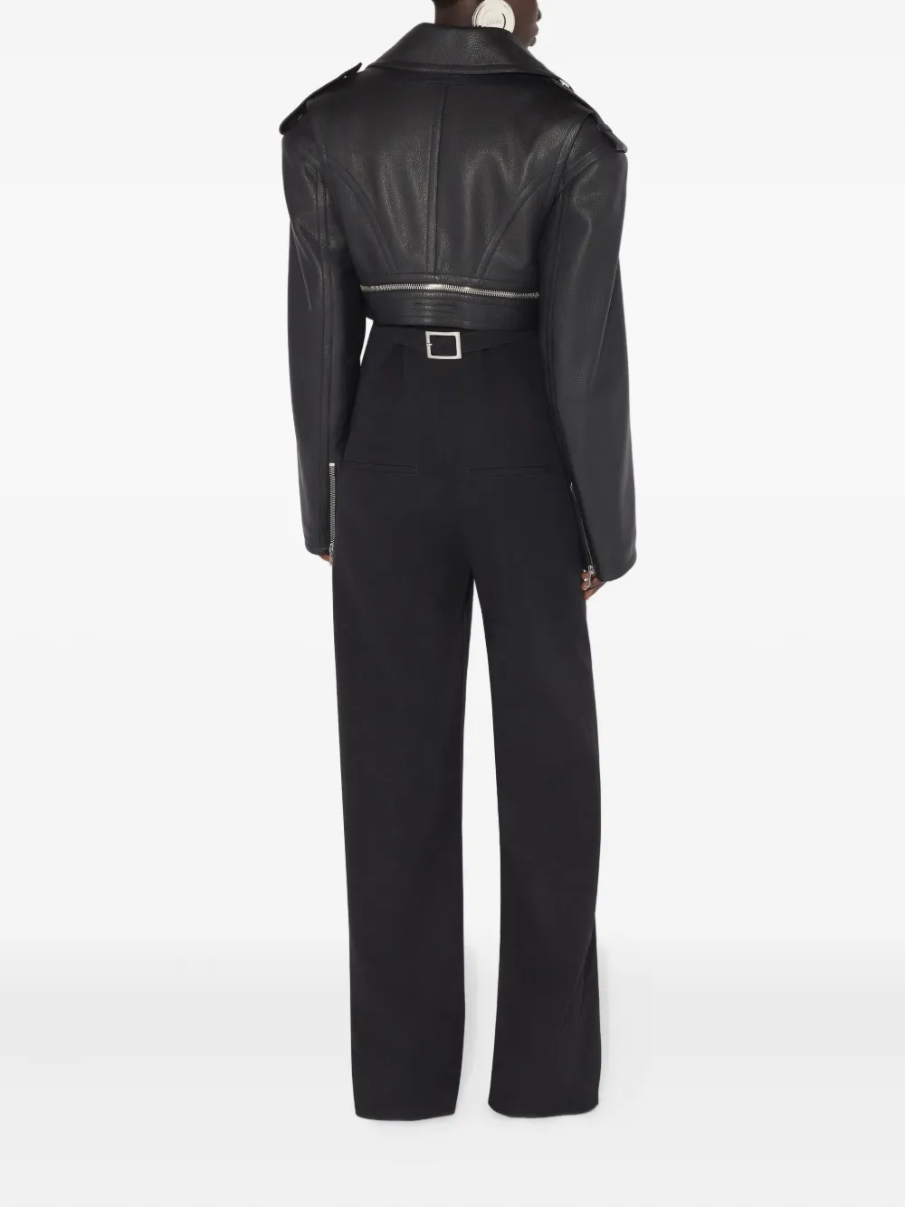 Jean Paul Gaultier Perfecto Cropped Leather Jacket In Black