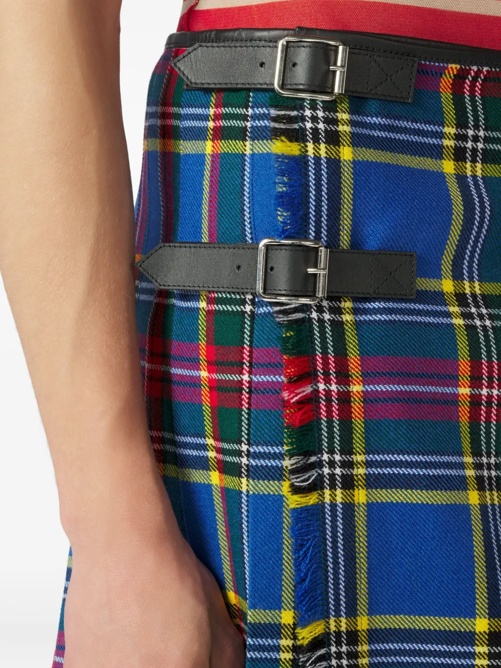 Jean Paul Gaultier Leather-strap Midi Kilt In Multi