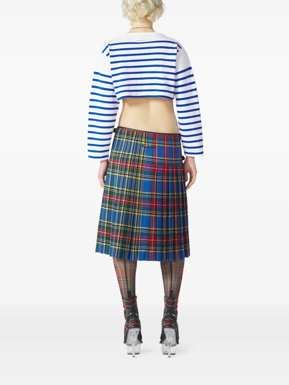 Jean Paul Gaultier Leather-strap Midi Kilt In Multi