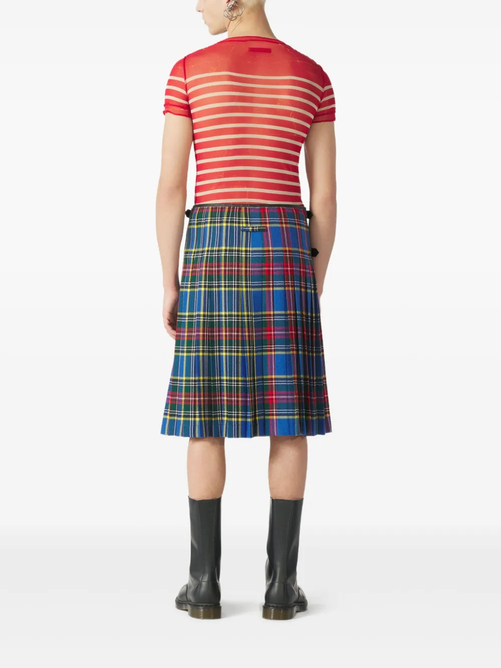 Jean Paul Gaultier Leather-strap Midi Kilt In Multi