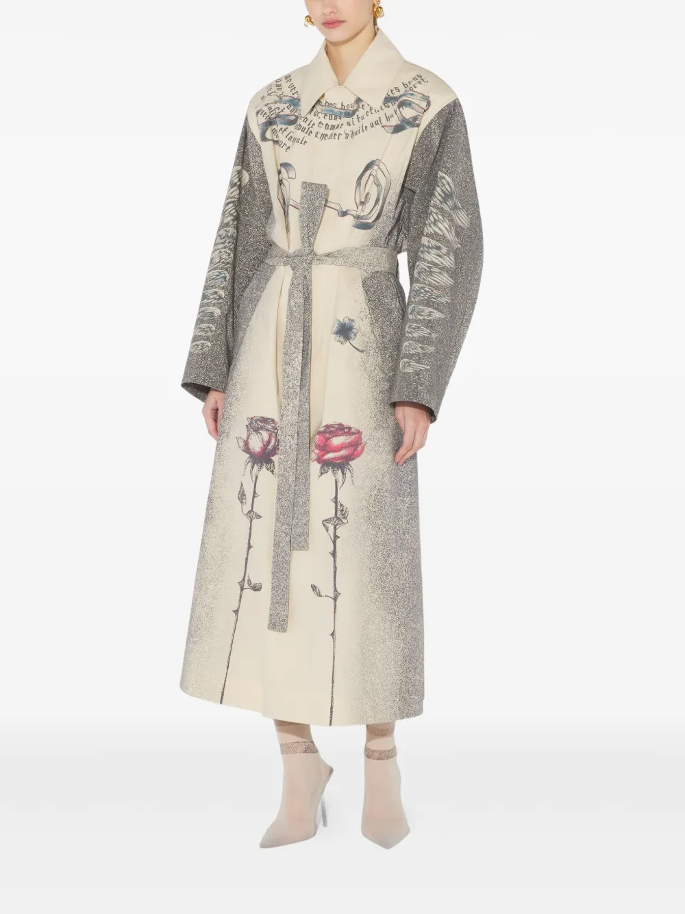  Jean Paul Gaultier Multi-tatoo Printed-belted Trench Coat - Neutrals 