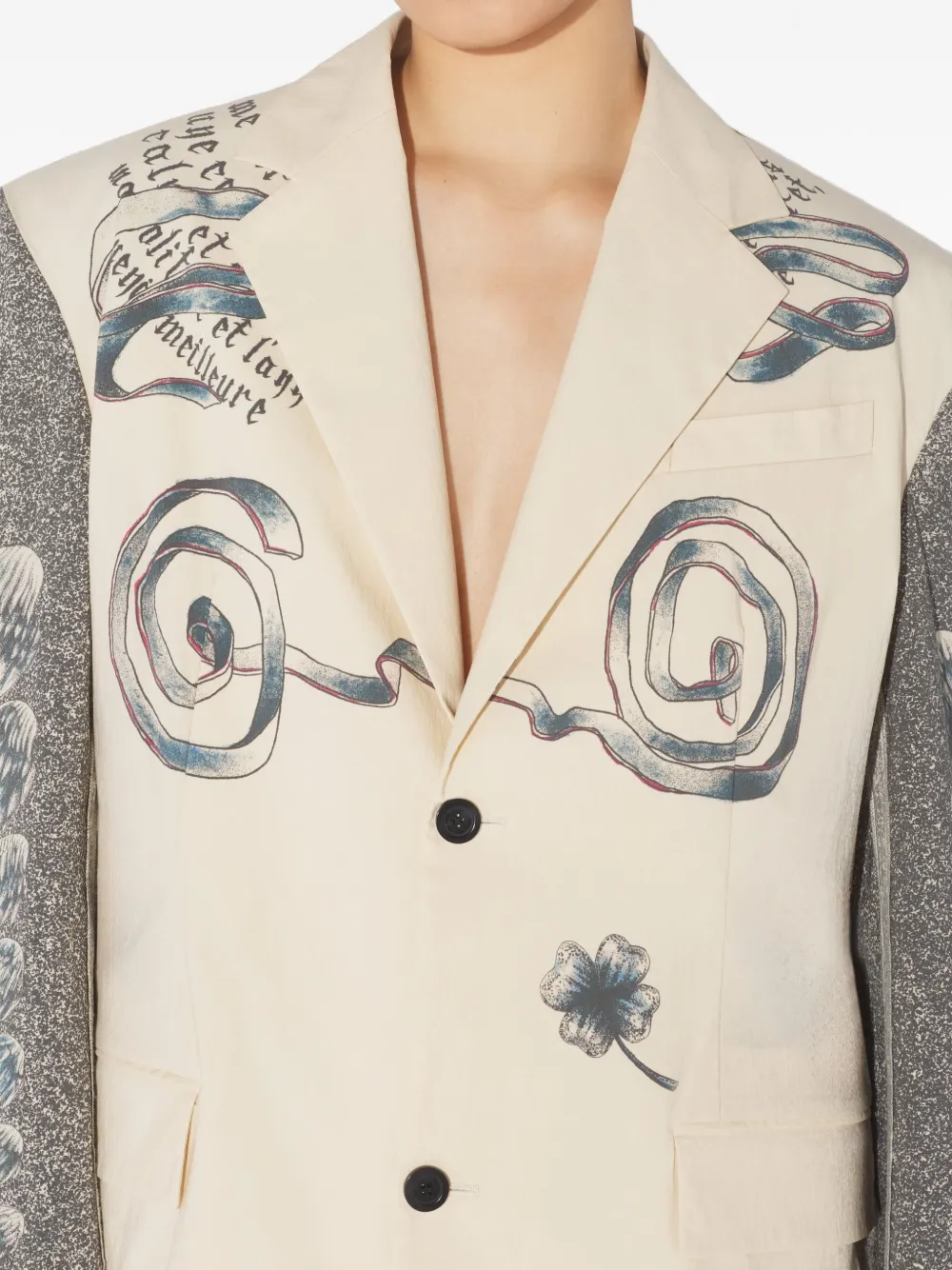 Jean Paul Gaultier Multi-tattoo Printd Blazer In Neutral