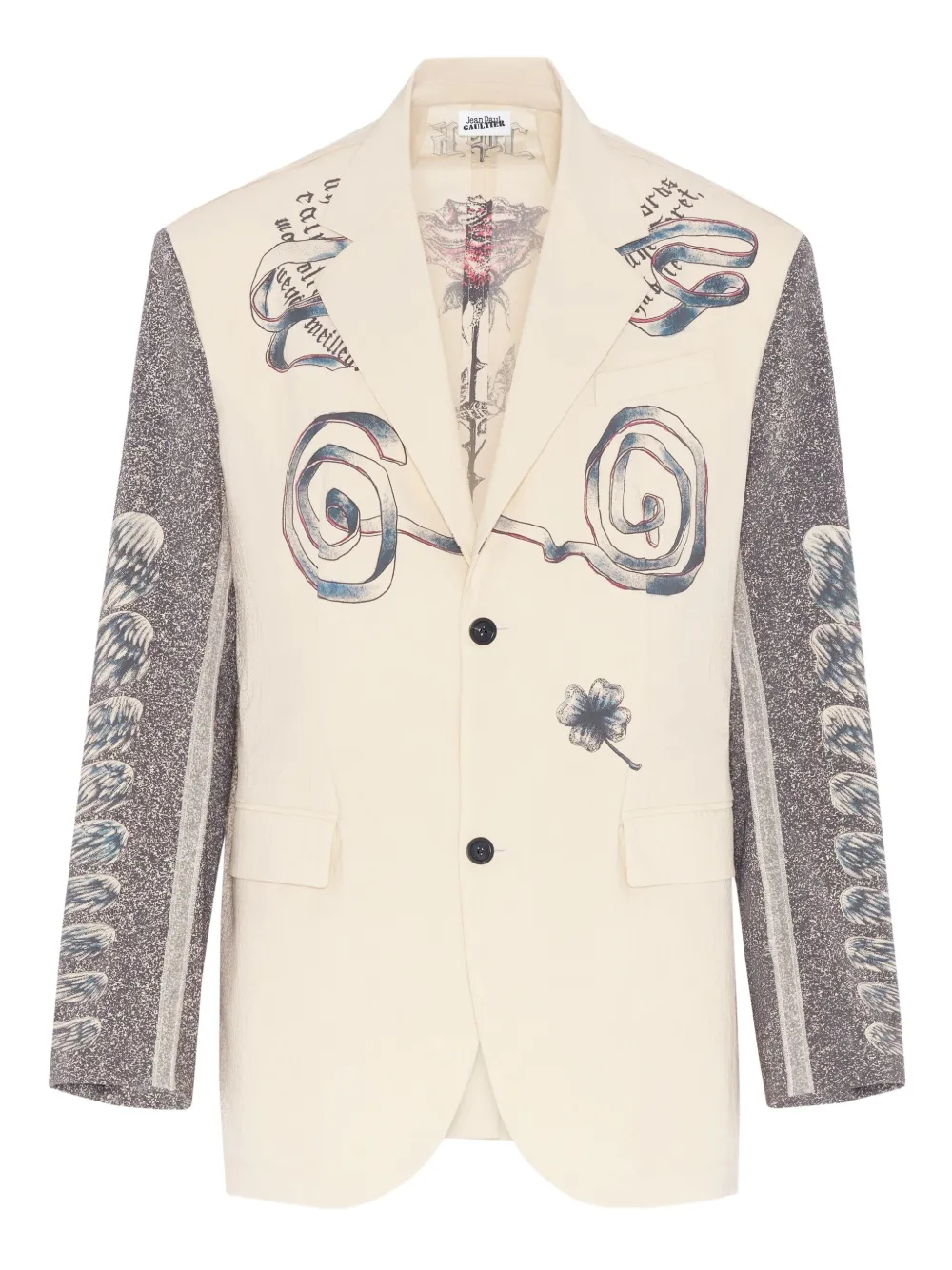 Jean Paul Gaultier Multi-tattoo Printd Blazer In Neutral