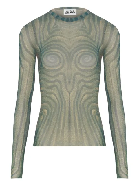 Jean Paul Gaultier Spiral long-sleeved printed top