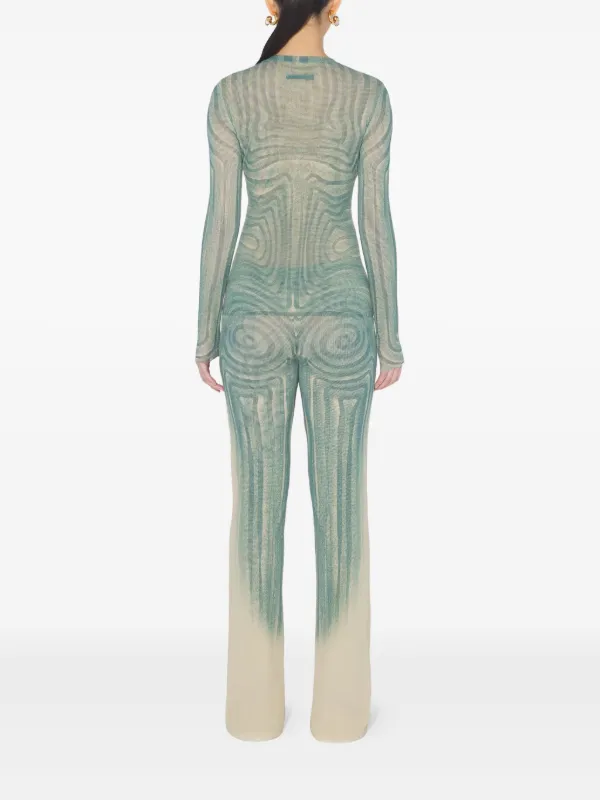 Jean Paul Gaultier Spiral long-sleeved Printed Top | Green | FARFETCH