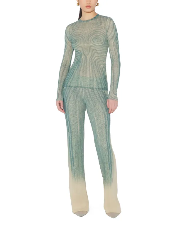 Jean Paul Gaultier Spiral long-sleeved Printed Top | Green | FARFETCH