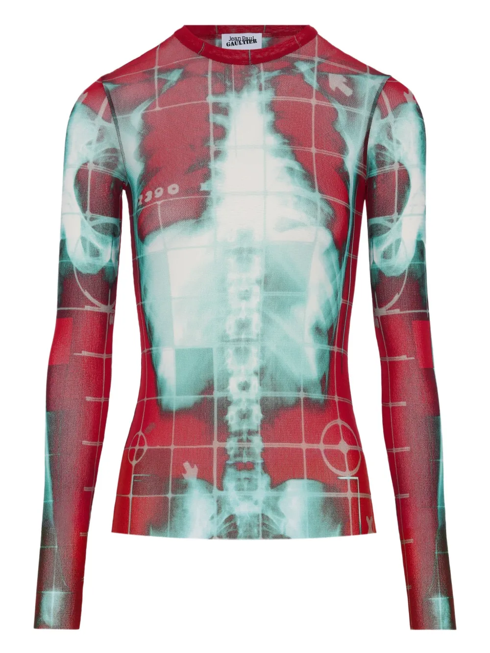 Jean Paul Gaultier Top in rete a maniche lunghe - Rosso