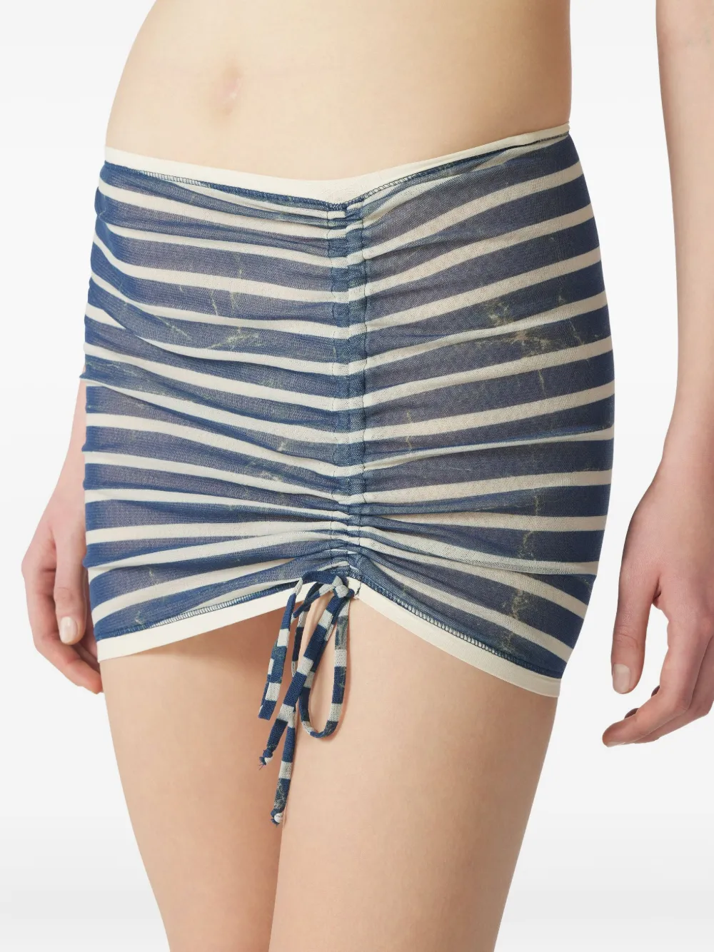 Jean Paul Gaultier Marinière Print Gathered Mini Skirt In Multi