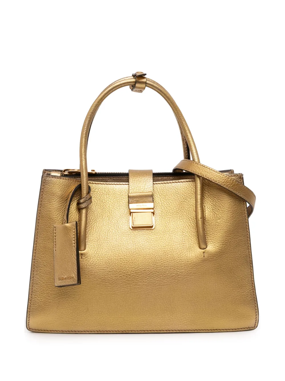 Miu Miu Pre-Owned 2010-2025 Metallic Goatskin Madras satchel | Gold | Image 1