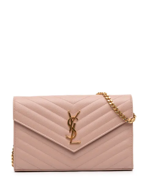 Saint Laurent Pre-Owned bolsa crossbody Grain De Poudre Matelasse Chevron Monogram Chain Wallet 2018
