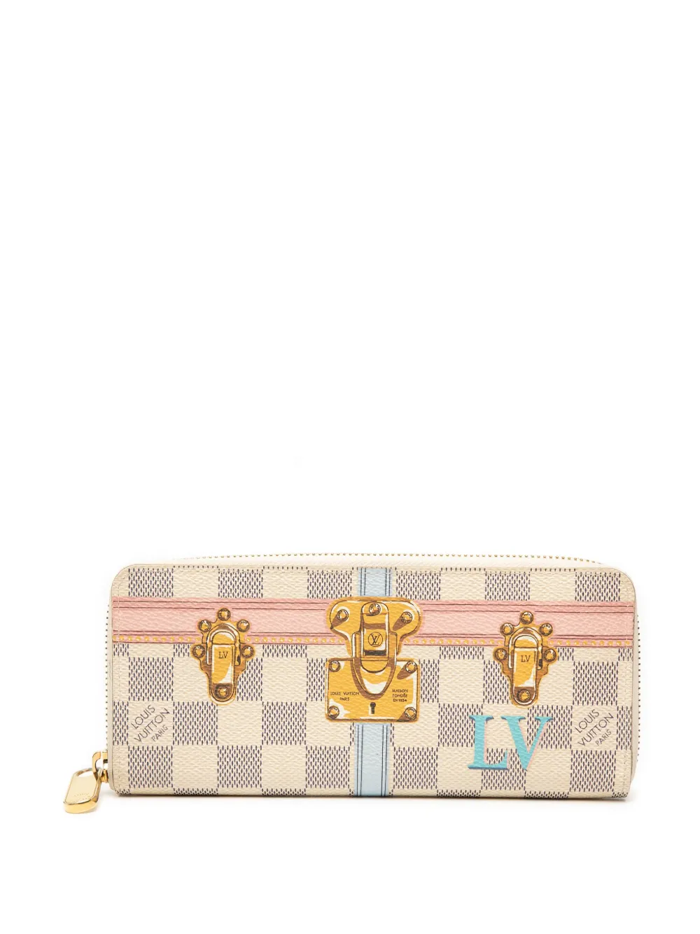 Louis Vuitton Pre-Owned 2018 ダミエ アズール サマートランクス ジッピーウォレット 長財布 - ホワイト Louis Vuitton Pre-Owned 2018 ダミエ アズール サマートランクス ジッピーウォレット 長財布 - ホワイト