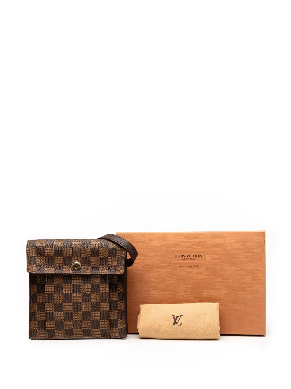 Pre-owned Louis Vuitton 1998 Damier Ebene Pimlico Crossbody Bag In Brown