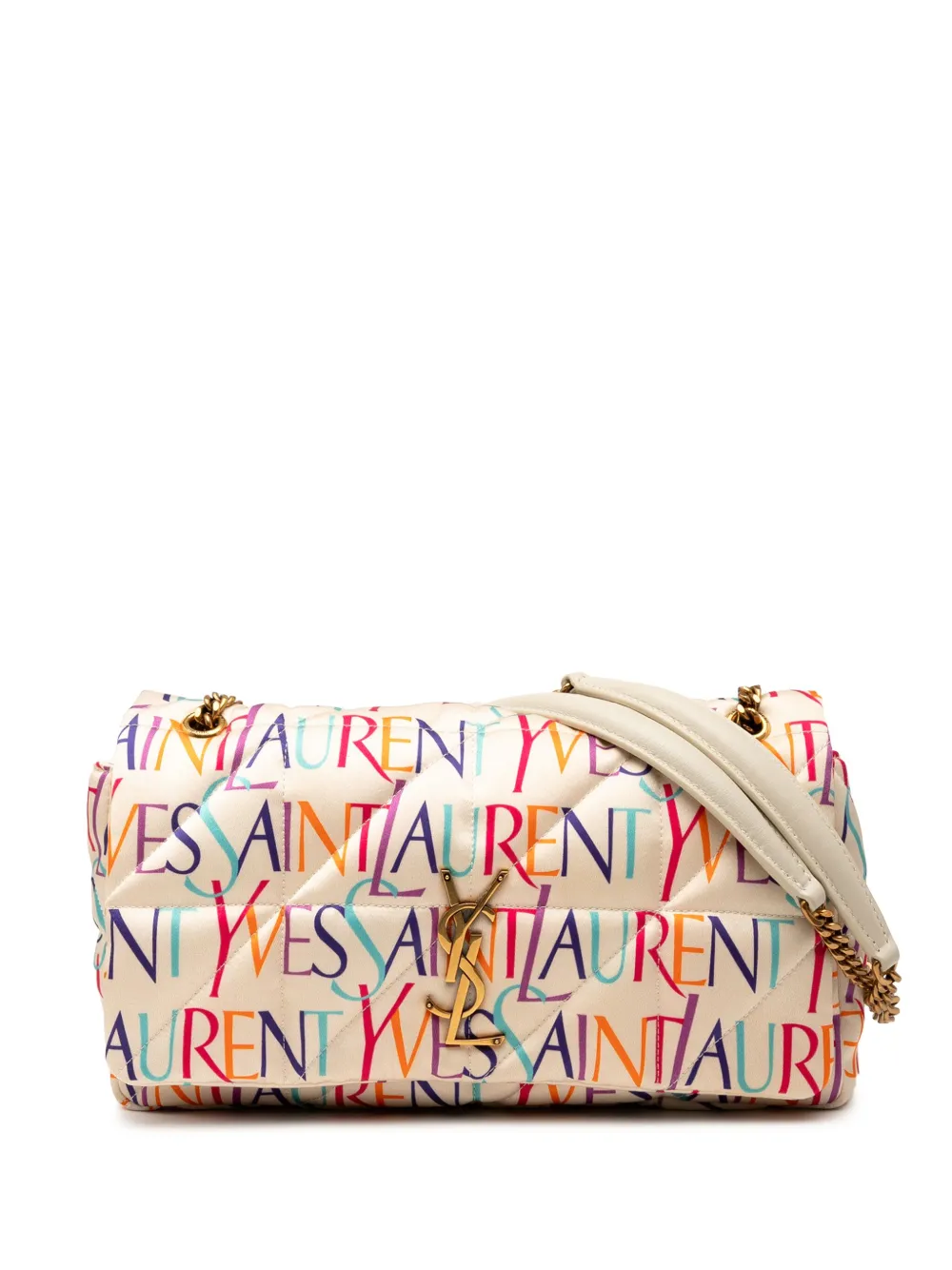 Saint Laurent Pre-Owned 2022 Medium Silk Carre Rive Gauche Print Patchwork Jamie shoulder bag | White | Image 1