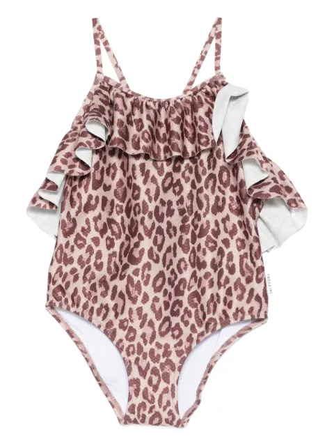Andorine leopard-print ruffled swimsuit