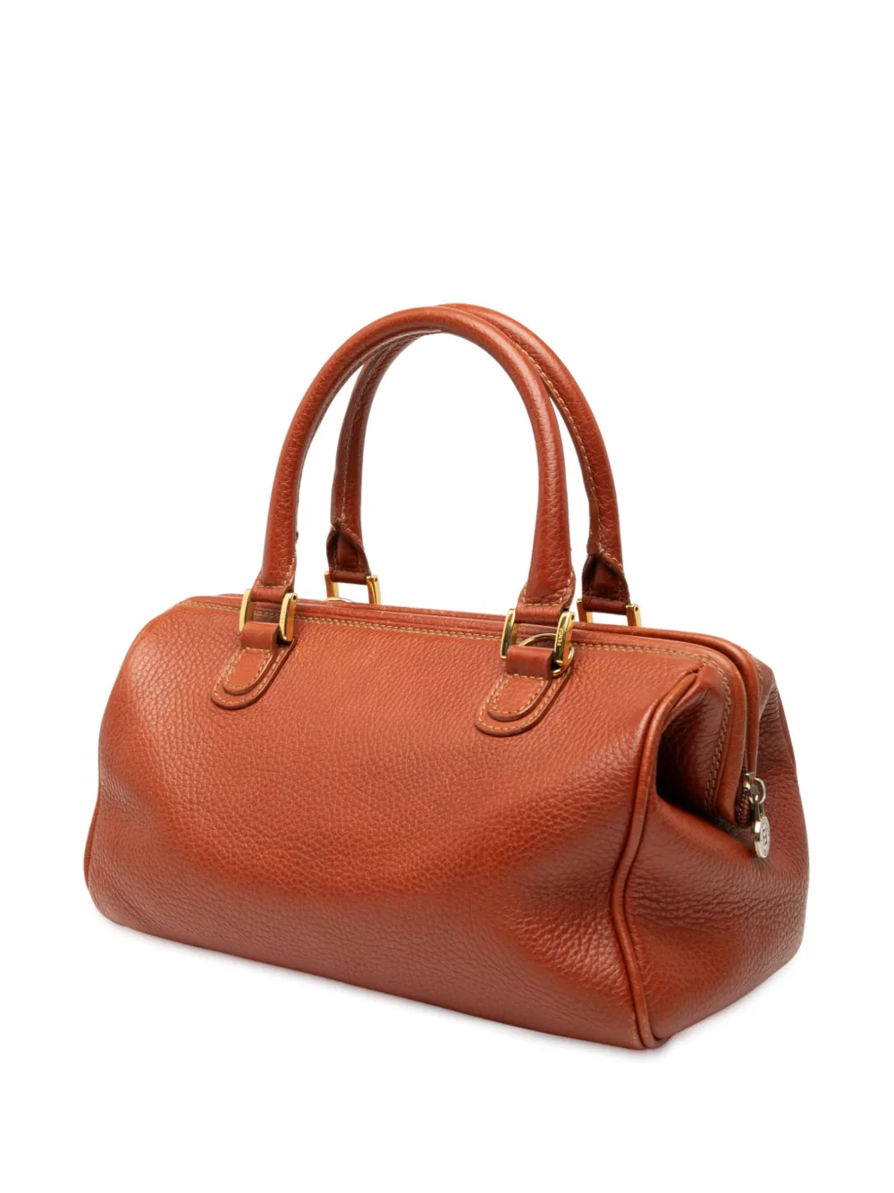Pre-owned Fendi 20th Century Leather Boston Bag Satchel In Brown