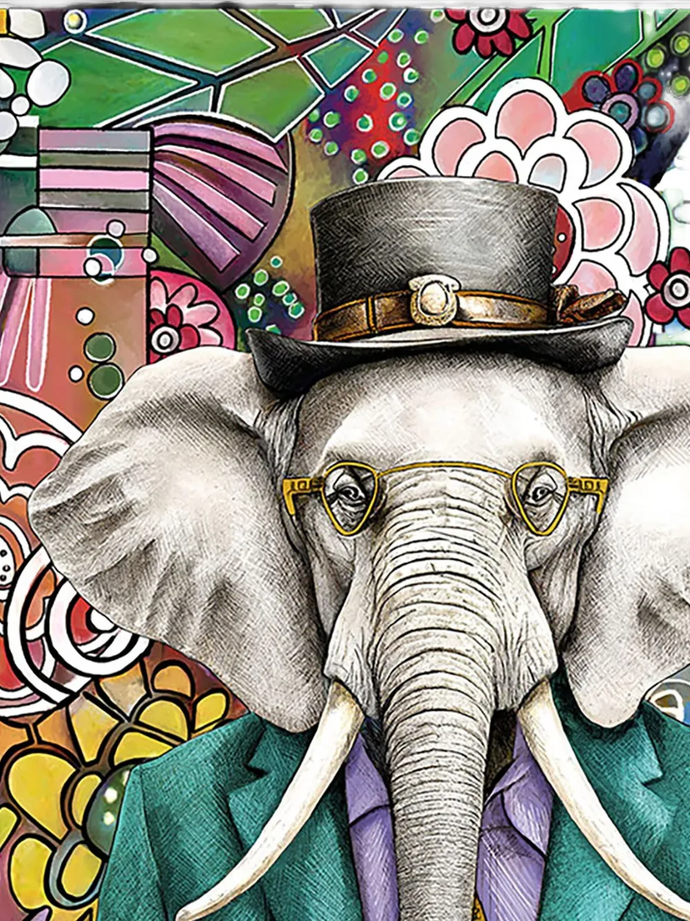 Egan Human Essence Elephant Wisdom Painting (100cm X 80cm) In Multi