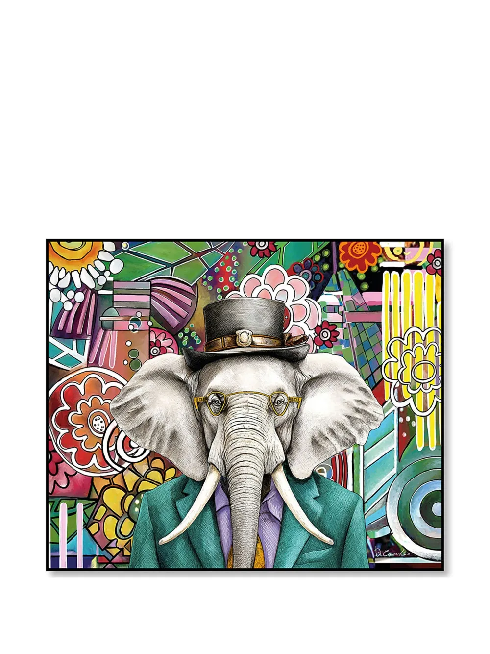 EGAN Human Essence Elephant Wisdom ペインティング 100cm x 80cm - グリーン EGAN Human Essence Elephant Wisdom ペインティング 100cm x 80cm - グリーン