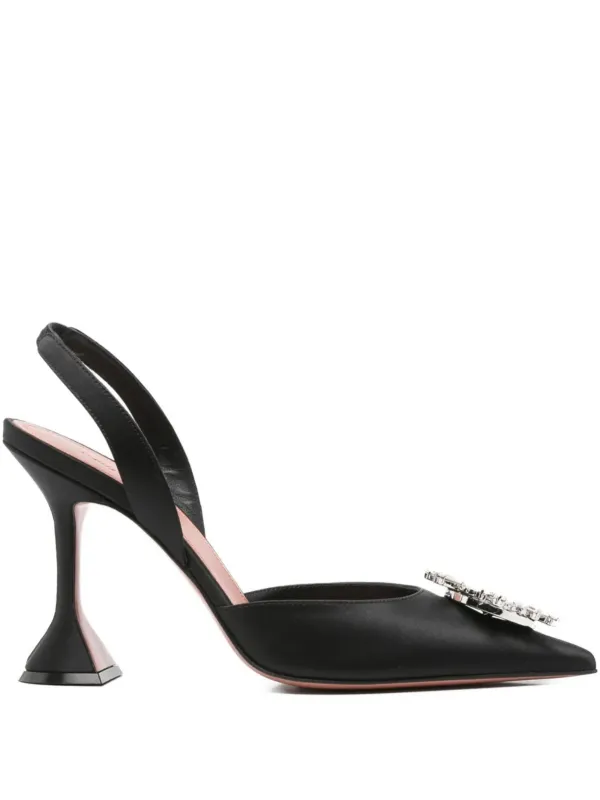 Amina Muaddi 95mm Crystal-embellished Begum Sling Mules in Black