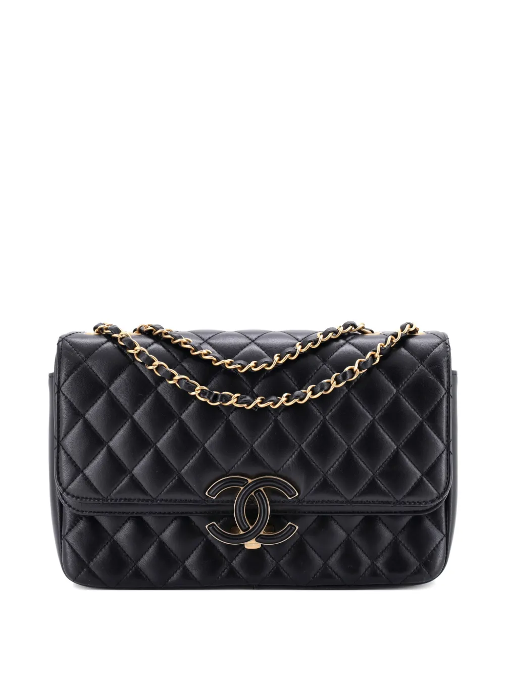 CHANEL Pre-Owned CC Chic Double Flap Bag Quilted Lambskin Medium