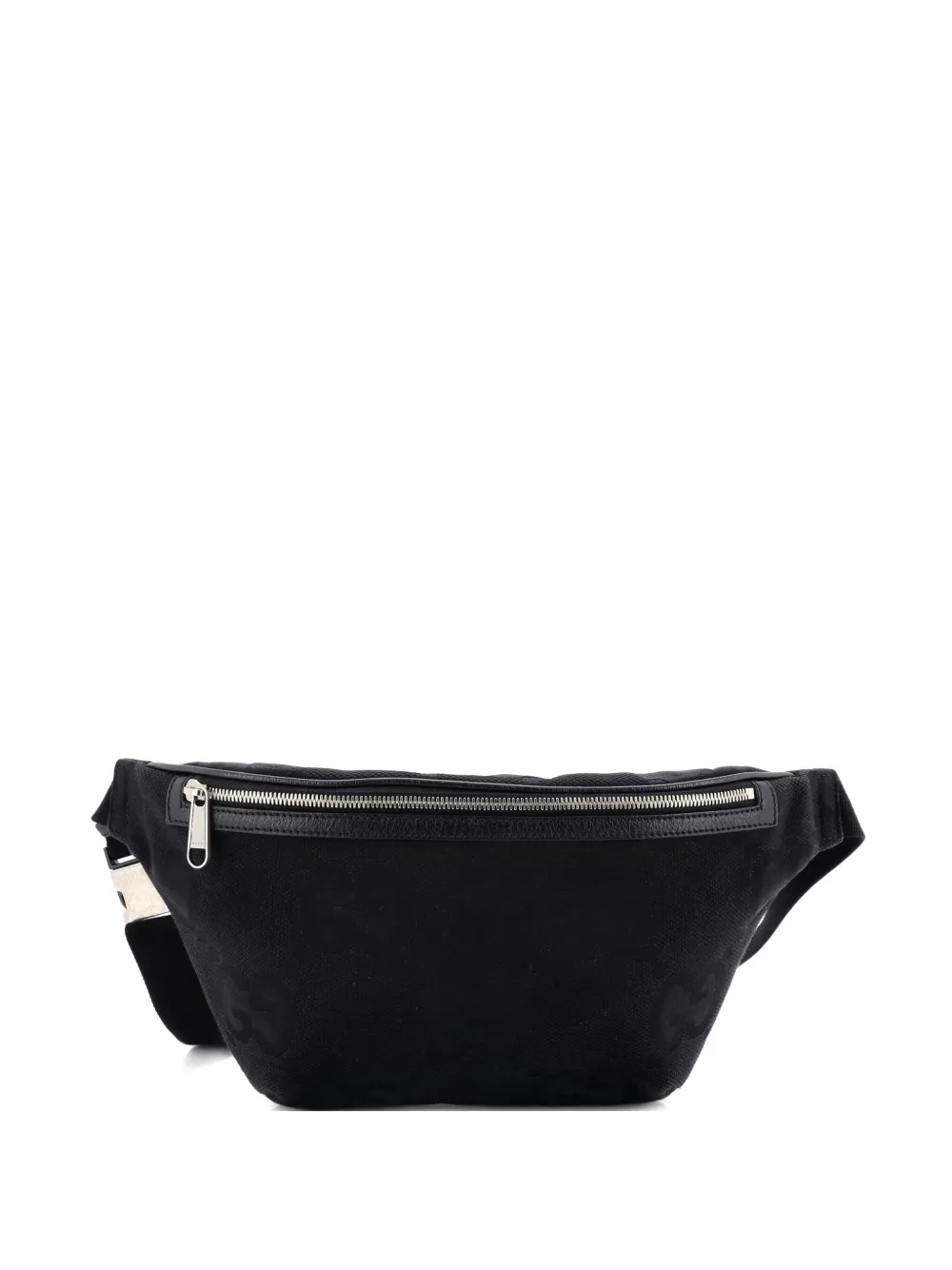 Pre-owned Gucci Jumbo Gg Canvas With Leather Large Belt Bag In Black