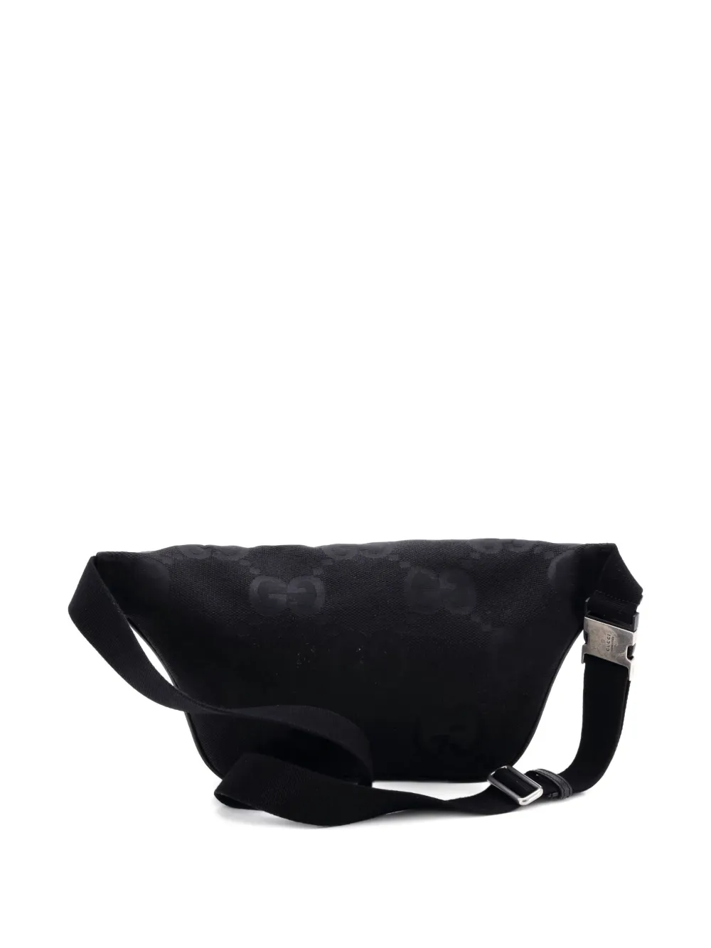 Pre-owned Gucci Jumbo Gg Canvas With Leather Large Belt Bag In Black