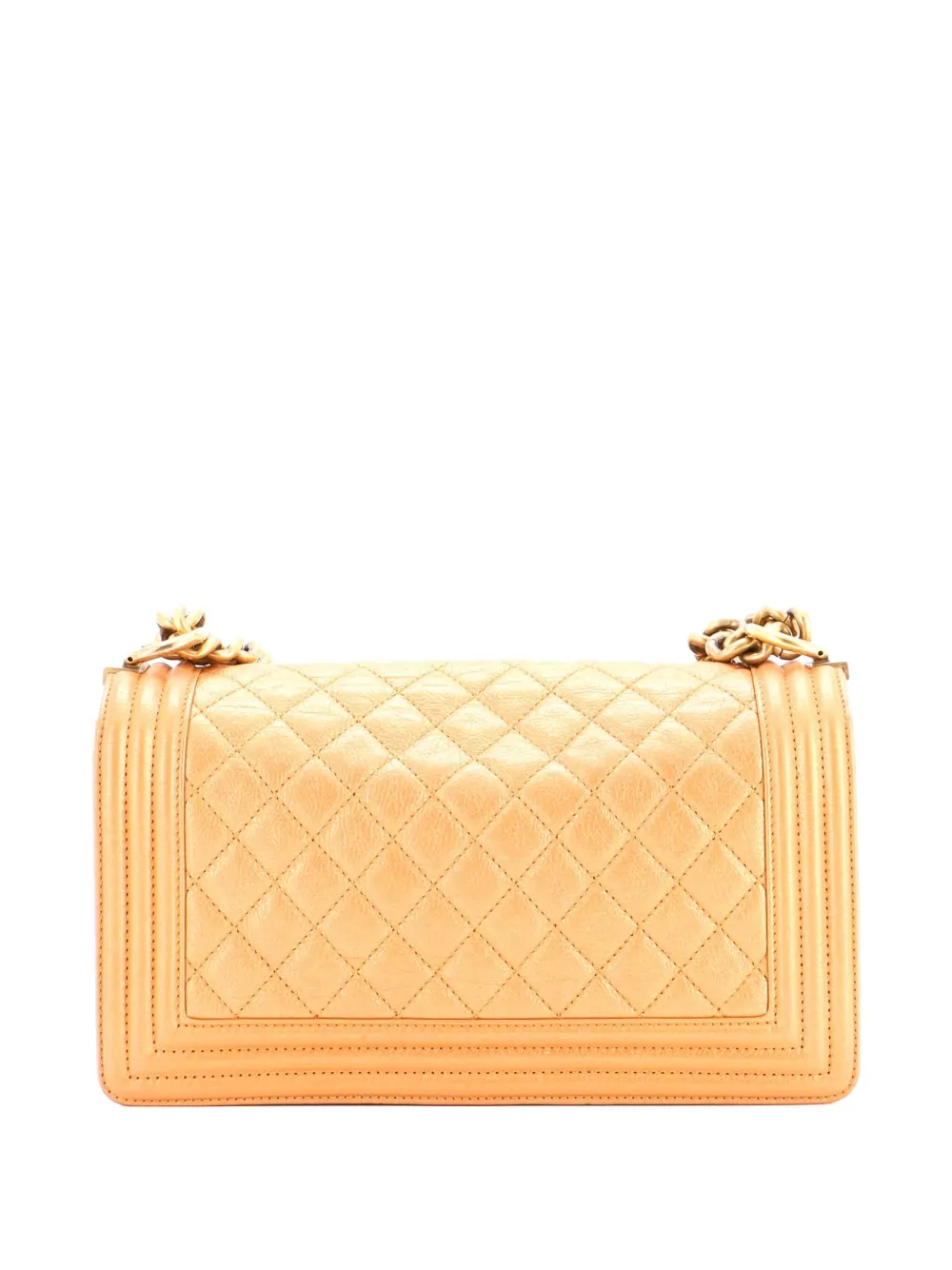 Pre-owned Chanel Boy Flap Bag Quilted Metallic Calfskin Old Medium Shoulder Bag In Neutral