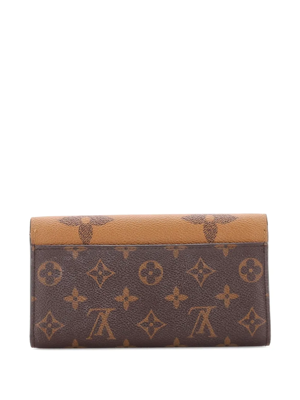 Pre-owned Louis Vuitton Sarah Wallet Nm Reverse Monogram Giant And Monogram Canvas Small Wallets In Brown