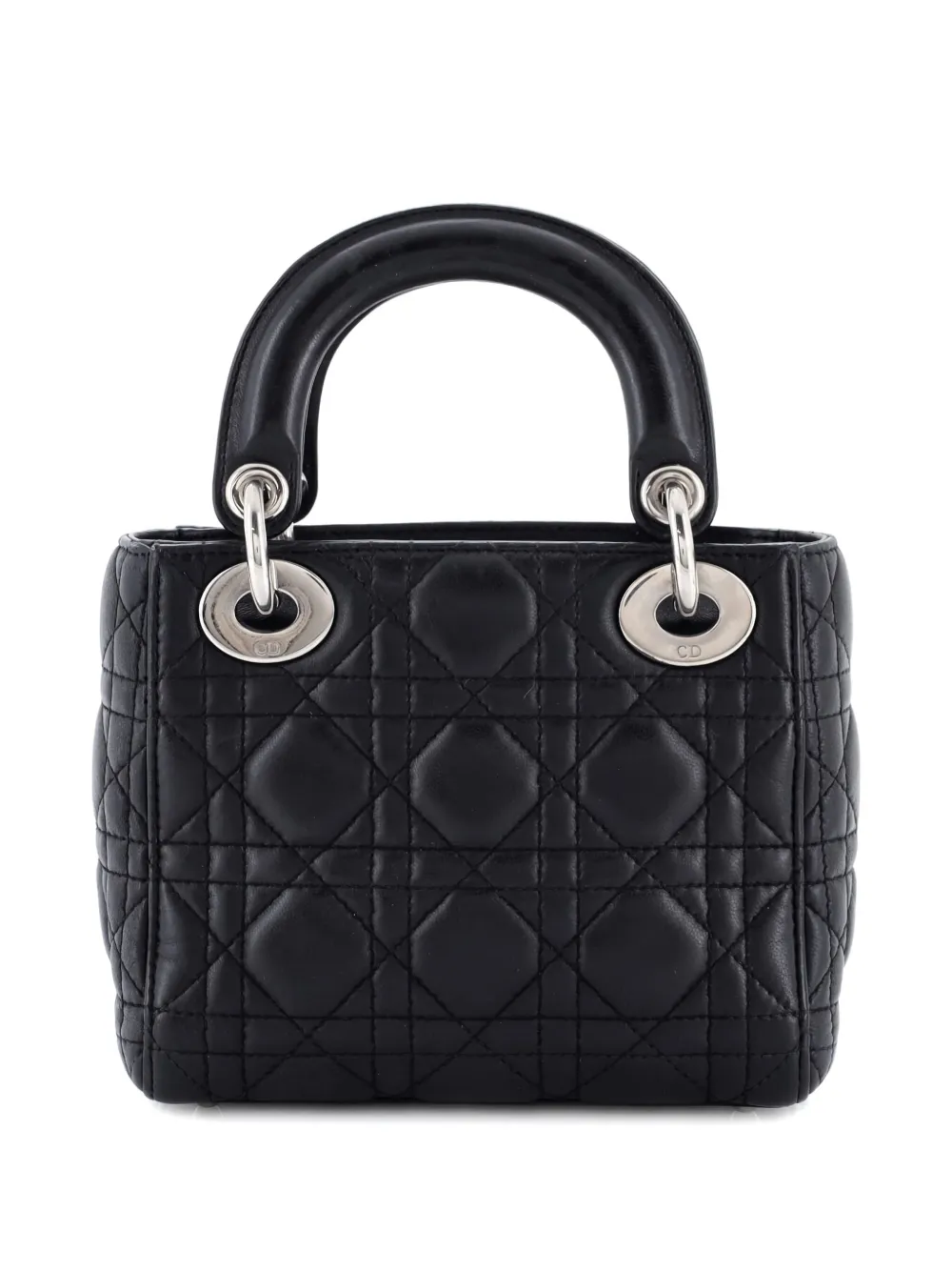 Pre-owned Dior Lady  Bag Cannage Quilt Lambskin Mini Satchel In Black