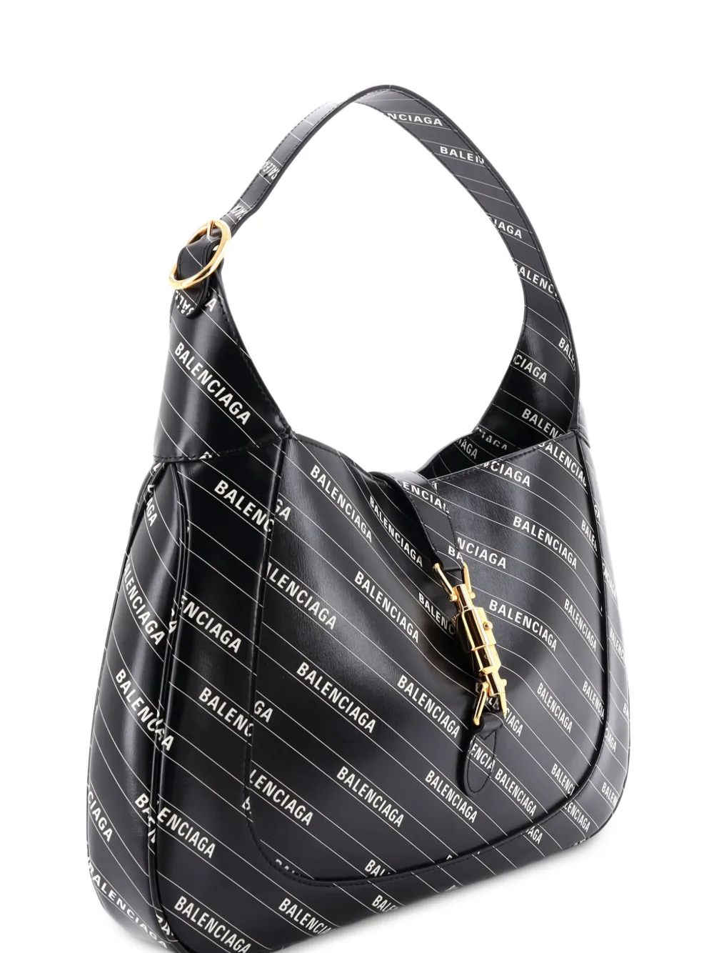 X Balenciaga The Hacker Project Jackie 1961 Printed Leather Medium Hobo Bag