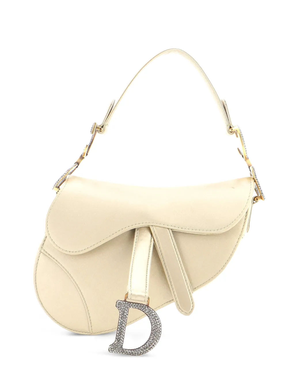 Christian Dior Pre-Owned Saddle Handbag Satin with Crystals Mini shoulder bag - Toni neutri