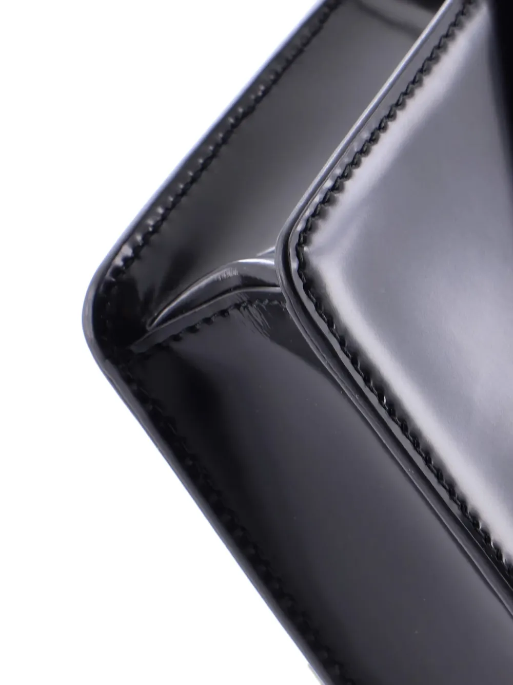 Pre-owned Prada Maxi Triangle Logo Chain Flap Bag Brushed Leather Small Crossbody Bag In Black
