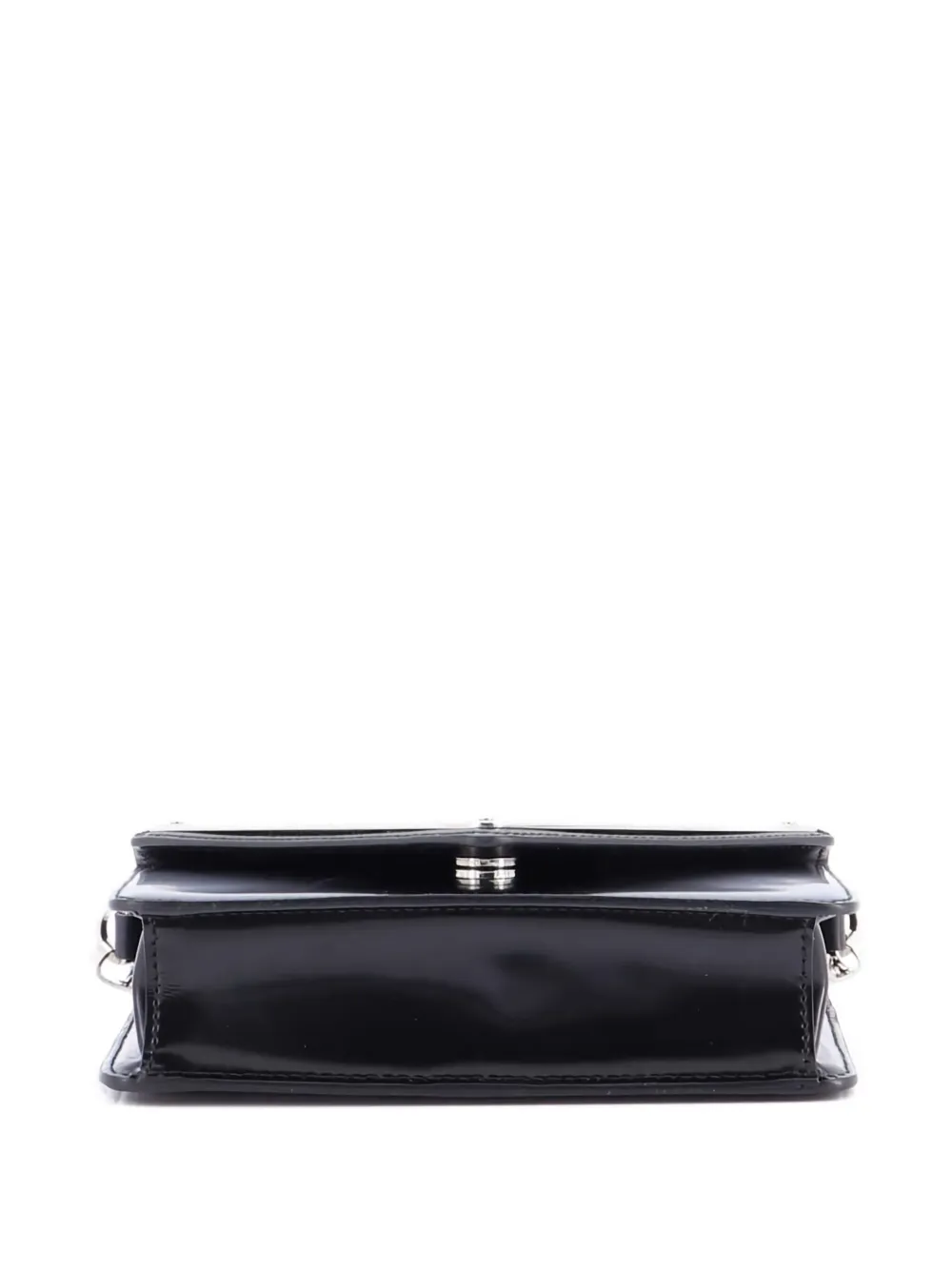 Pre-owned Prada Maxi Triangle Logo Chain Flap Bag Brushed Leather Small Crossbody Bag In Black