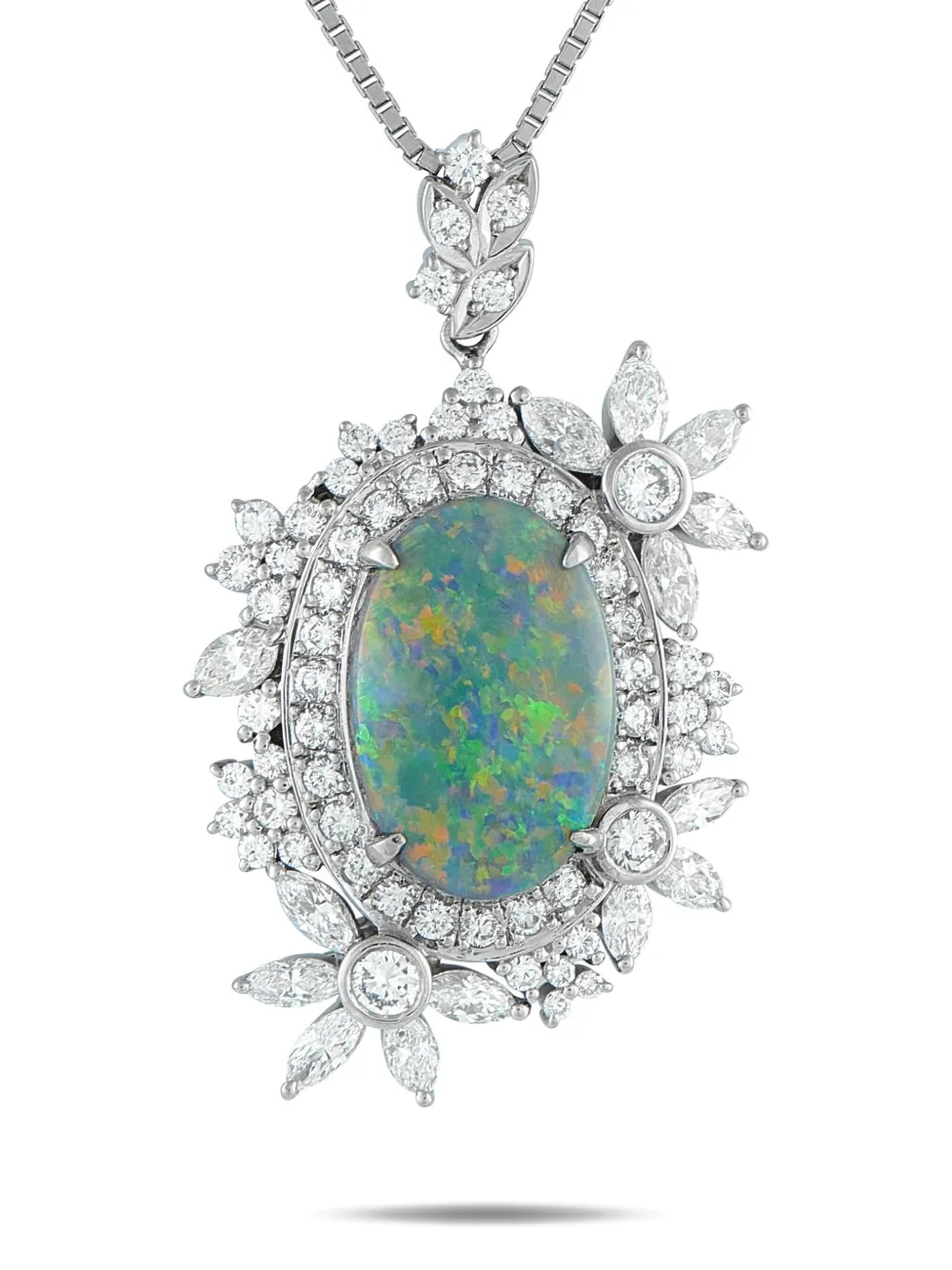 LB Exclusive platinum diamond and opal necklace - Argento