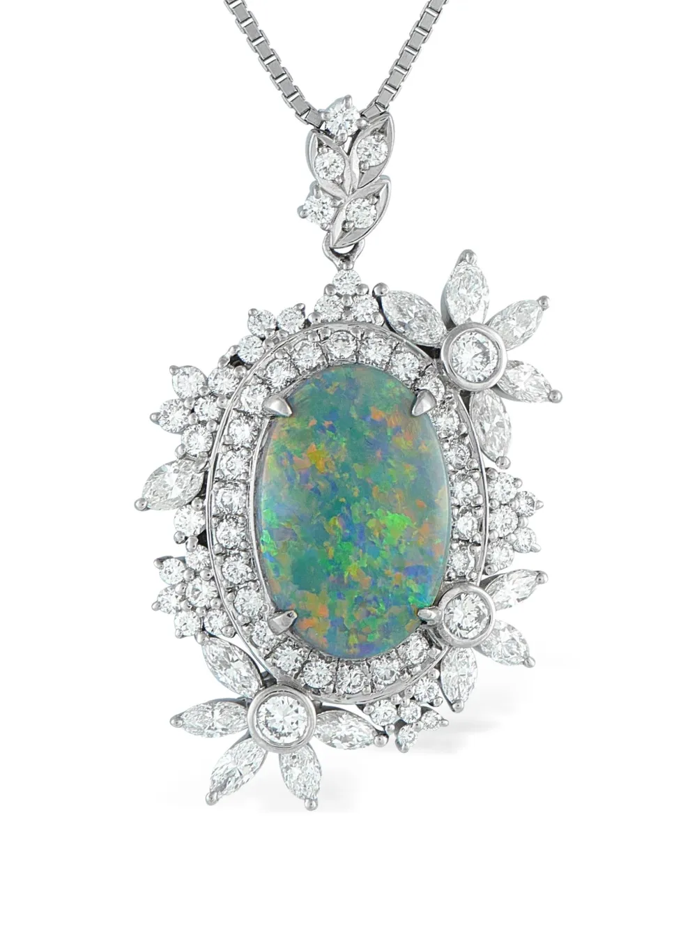 LB Exclusive platinum diamond and opal necklace - Argento