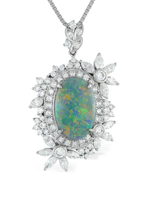 LB Exclusive platinum diamond and opal necklace