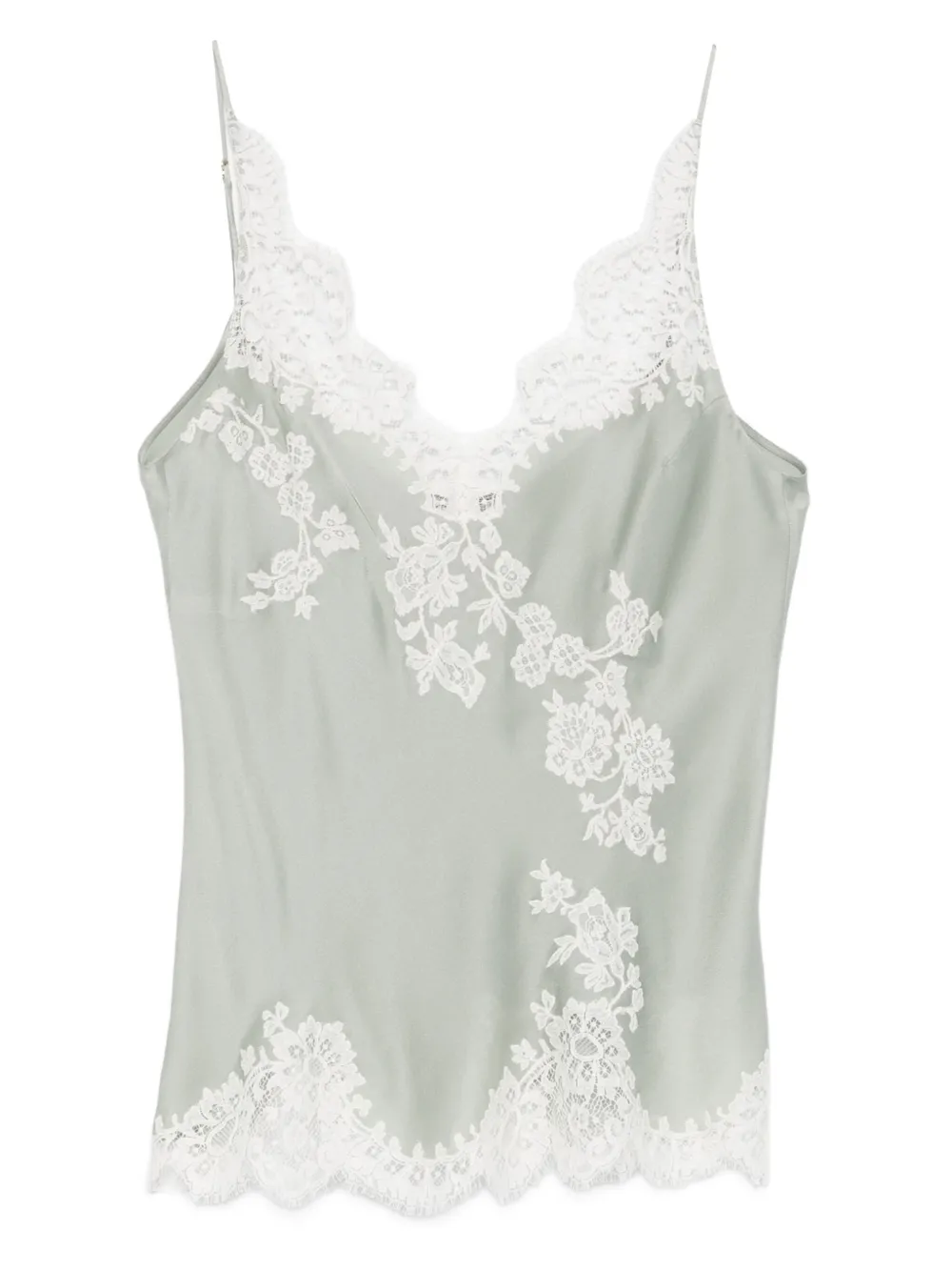 Carine Gilson V-neck Lace-detail Slip In Green