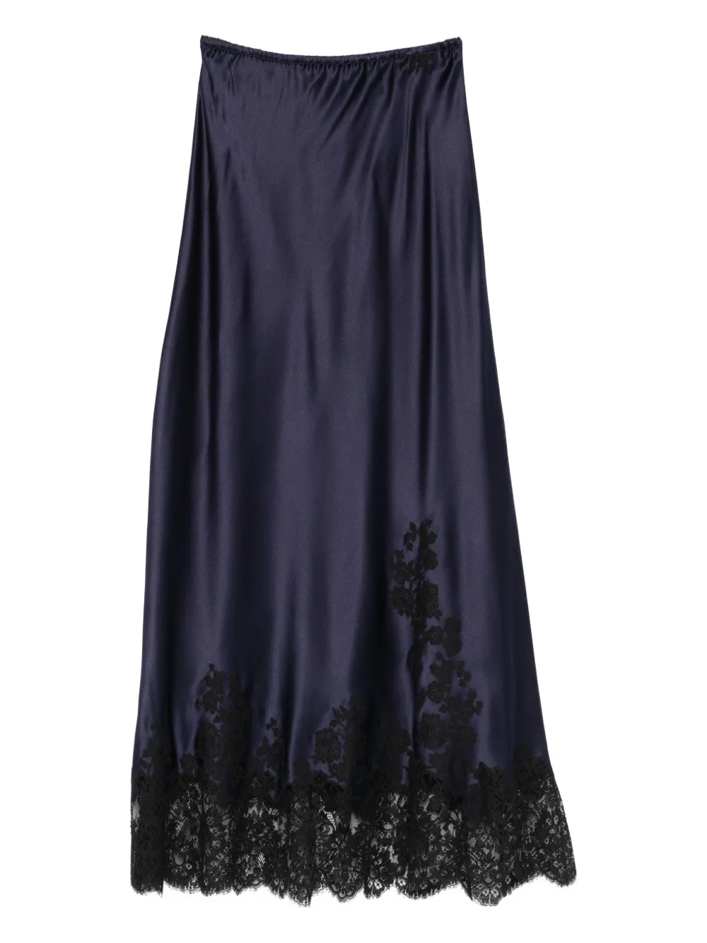 Carine Gilson Lace-detail Silk Skirt Pyjama In Blue