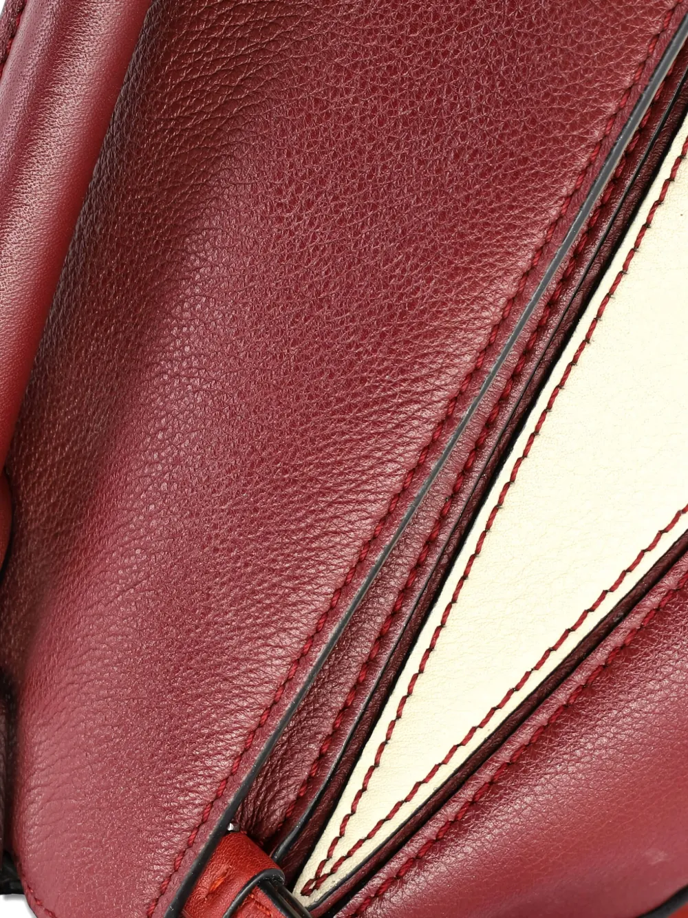 Pre-owned Loewe Puzzle Bag Leather Small Satchel In Red