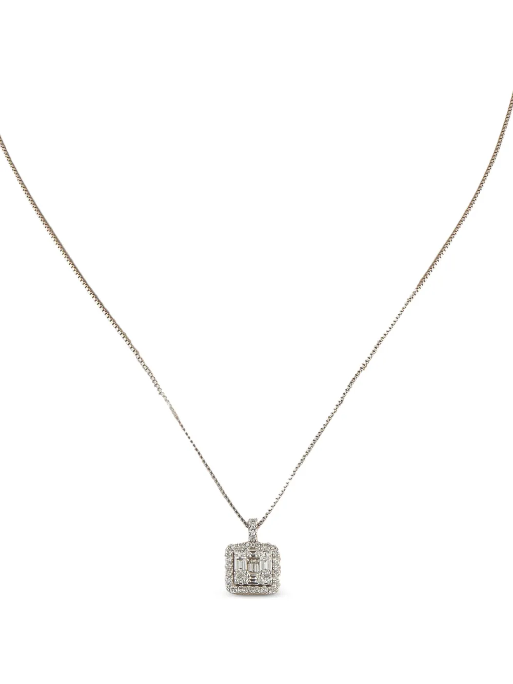 Click to view more detailed imagery on our partner's website Pre-owned Lb Exclusive Platinum Diamond Square-pendant Necklace In Silver