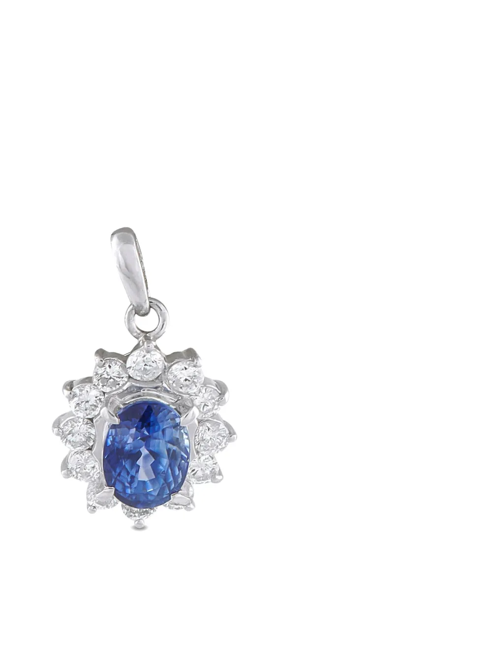 Pre-owned Lb Exclusive Platinum Diamond And Sapphire Pendant In Silver