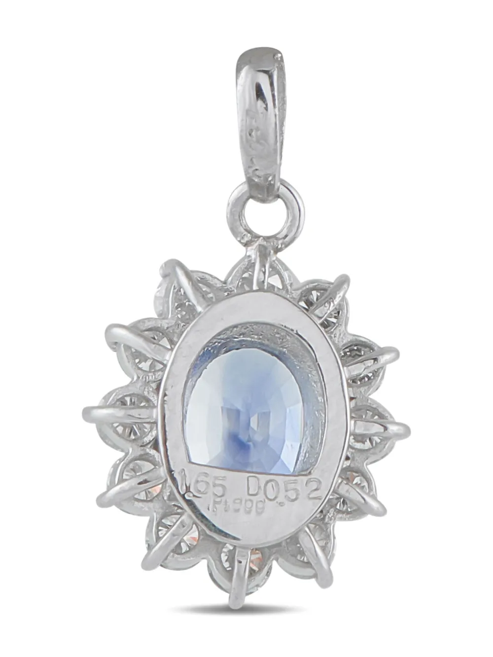 Pre-owned Lb Exclusive Platinum Diamond And Sapphire Pendant In Silver
