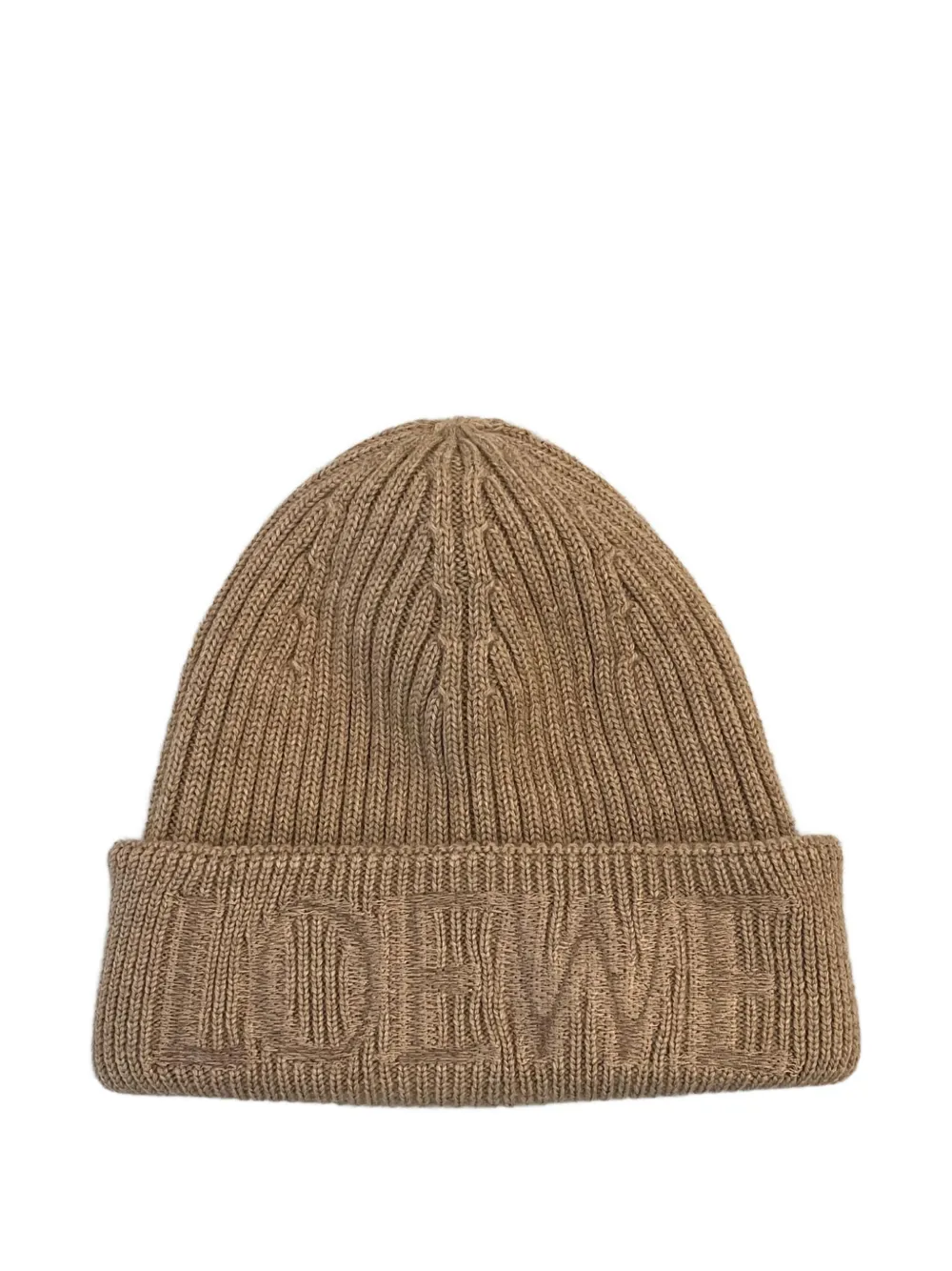Loewe Logo Embroidered Ribbed-knit Wool Beanie In Brown