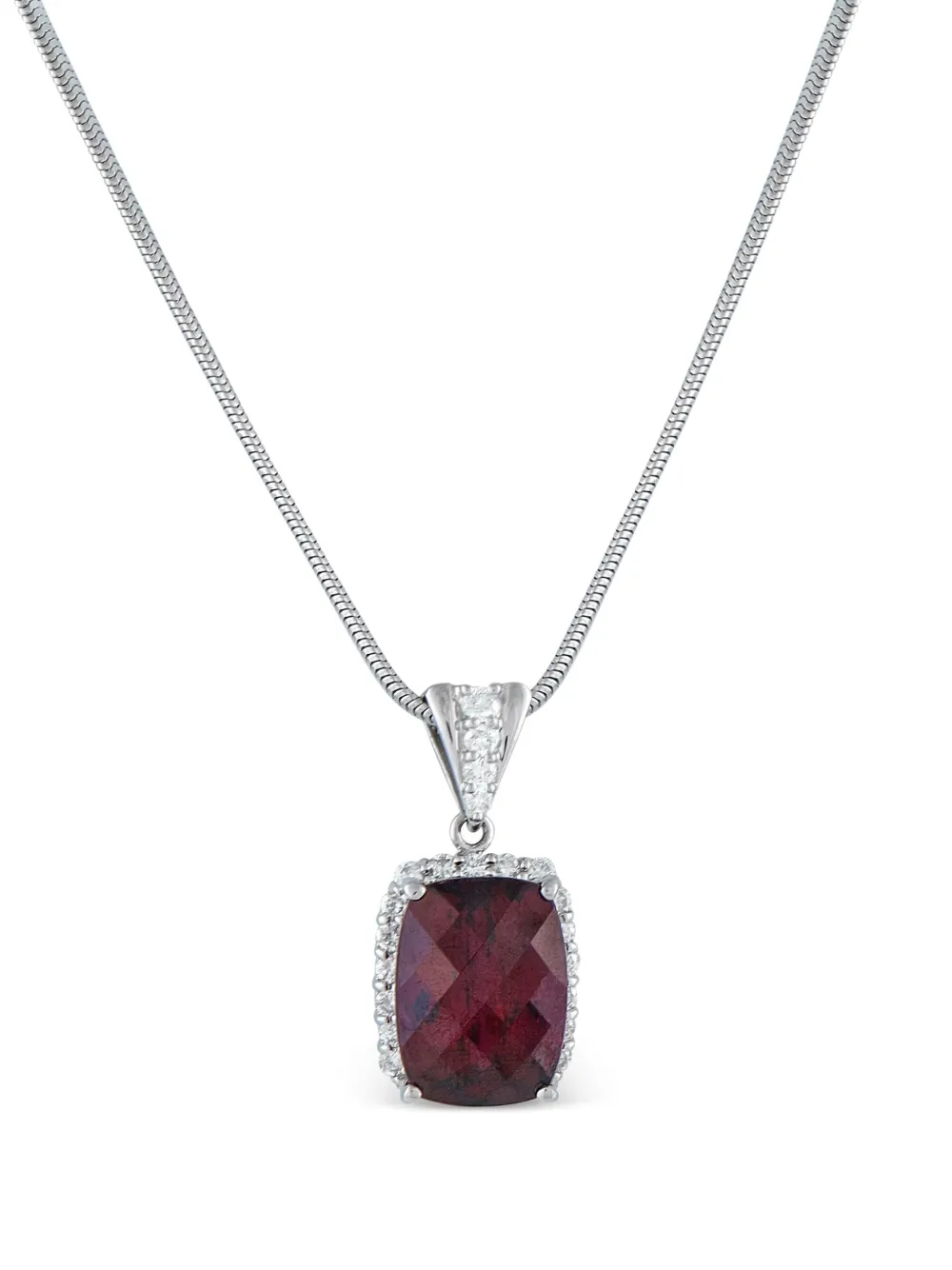 LB Exclusive platinum pendant diamond and rhodolite garnet necklace - Argento